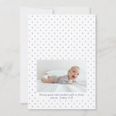 カリグラフィーと水彩の青いクロスが美しい洗礼招待状 招待状 (裏面)