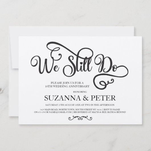 カリグラフィーアニバーサリーエレガント招待状 私たちはまだ 招待状 (正面)