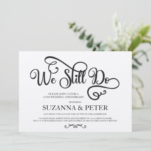カリグラフィーアニバーサリーエレガント招待状 私たちはまだ 招待状 (スタンド正面)