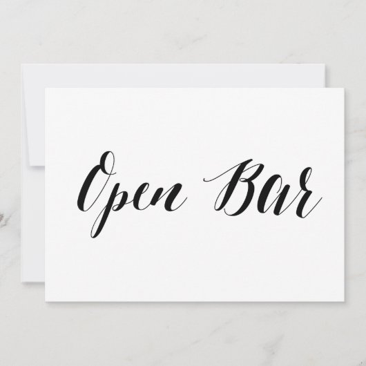 カリグラフィースタイルの"Open Bar" ウェディングサイン 招待状 (正面)