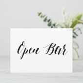 カリグラフィースタイルの"Open Bar" ウェディングサイン 招待状 (スタンド正面)