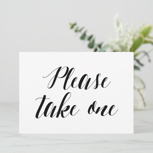 カリグラフィースタイル「1つお取りください」ウェディングサイン 招待状 (スタンド正面)