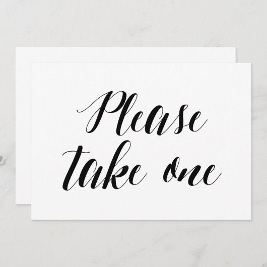カリグラフィースタイル「1つお取りください」ウェディングサイン 招待状 (正面/裏面)