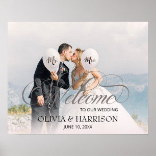 カリグラフィーテキストオーバーレイ写真 ウェディングウェルカム ポスター