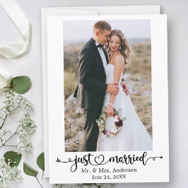 カリグラフィーハートのJust Married ウェディングフォト 案内状
