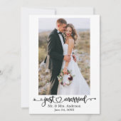カリグラフィーハートのJust Married ウェディングフォト 案内状 (正面)