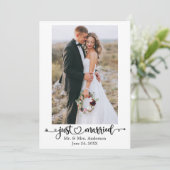 カリグラフィーハートのJust Married ウェディングフォト 案内状 (スタンド正面)