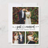カリグラフィーハート3枚写真の結婚式 ウェディング 案内状 (正面)