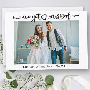 カリグラフィーハート 私たちは結婚しました ウェディングフォト ウェディング 案内状