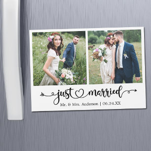 カリグラフィーハート 結婚しました2 写真マグネットカード