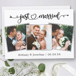 カリグラフィーハート 結婚しました ウェディングフォト3枚 案内状
