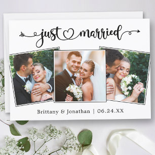 カリグラフィーハート 結婚しました ウェディングフォト3枚 案内状