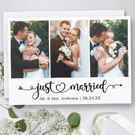 カリグラフィーハート 結婚しました 3枚の写真 ウェディング 案内状