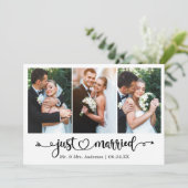 カリグラフィーハート 結婚しました 3枚の写真 ウェディング 案内状 (スタンド正面)