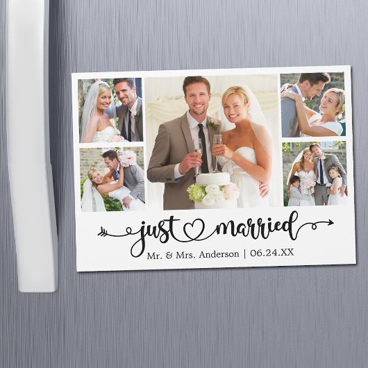 カリグラフィーハート 結婚 5枚写真 マグネットカード