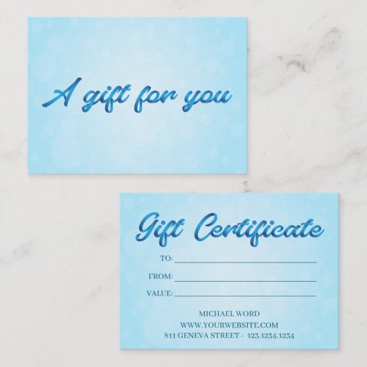 カリグラフィーボブルスモールビジネスギフト券 名刺 (正面/裏面)