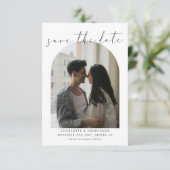 カリグラフィーボホアーチフォト結婚式モノグラム セーブザデート (スタンド正面)