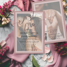 カリグラフィーローズゴールドと写真の結婚式 Just love