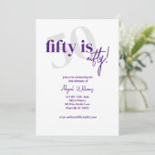 カリグラフィー付き大胆なタイポグラフィー 50 おしゃれな誕生日 招待状 (スタンド正面)
