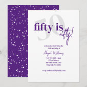 カリグラフィー付き大胆なタイポグラフィー 50 おしゃれな誕生日 招待状 (正面/裏面)
