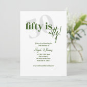 カリグラフィー付き大胆なタイポグラフィー 50 おしゃれな誕生日 招待状 (スタンド正面)