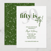 カリグラフィー付き大胆なタイポグラフィー 50 おしゃれな誕生日 招待状 (正面/裏面)