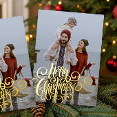 カリグラフィー体 メリークリスマス ゴールド 写真 箔シーズンカード