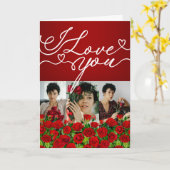 カリグラフィー写真の"I Love You" カード (黄色い花)