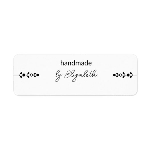 カリグラフィー装飾ライン入り「Handmade By Name」 ラベル (正面)