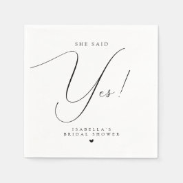 カリグラフィー装飾 "She Said Yes" ブライダルシャワー スタンダードカクテルナプキン