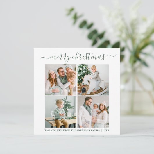 カリグラフィー4枚 写真 クリスマス セージグリーン スクエア (スタンド正面)