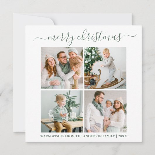 カリグラフィー4枚 写真 クリスマス セージグリーン スクエア (正面)