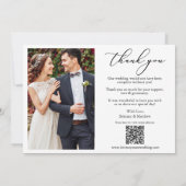 カリグラフィー6枚の写真 結婚 QRコード ウェディング サンキューカード (裏面)