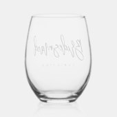 カリグラフィー おしゃれなスクリプト 花嫁の友人 名前 ステムなしワイングラス (裏面)