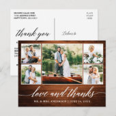 カリグラフィー ウェディング ウッド 5 フォト ラブ サンクス ポストカード (正面/裏面)