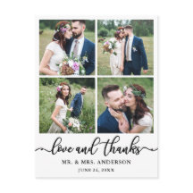 カリグラフィー ウェディング コラージュ 4 枚の写真 感謝