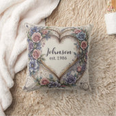 カリグラフィー ウェディング ハート アンド ローズ クッション (ブランケット)