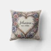 カリグラフィー ウェディング ハート アンド ローズ クッション (裏面)