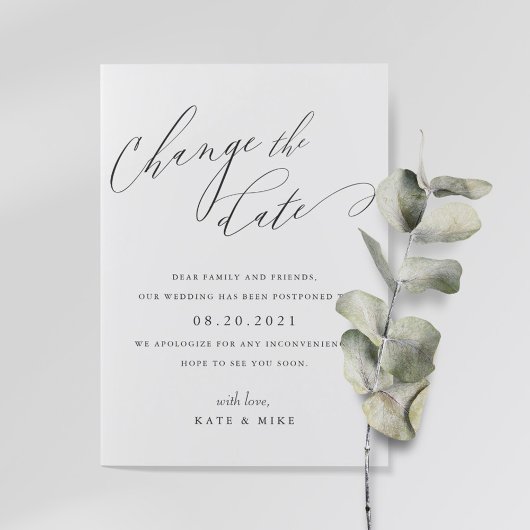 カリグラフィー ウェディング 日程変更のお知らせ 招待状