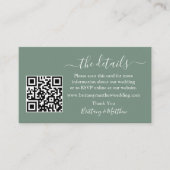 カリグラフィー ウェディング 詳細 Webサイト QR コード セージグリーン エンクロージャーカード (正面)