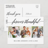 カリグラフィー ウェディング 3 フォト フォーエバー サンクフル ポストカード (正面/裏面)