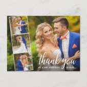 カリグラフィー ウェディング 4 フォト コラージュ サンクス ポストカード (正面)