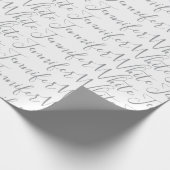 カリグラフィー エレガント ボールド レトロ グレー ホワイト ネーム ラッピングペーパー (角)