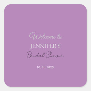 カリグラフィー エレガント ラベンダー ウェルカム ブライダル シャワー スクエアシール