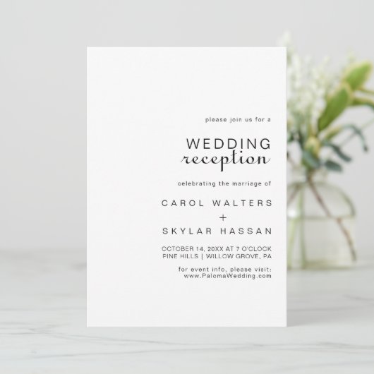カリグラフィー クラシック ミニマリスト ウェディング レセプション 招待状 (スタンド正面)