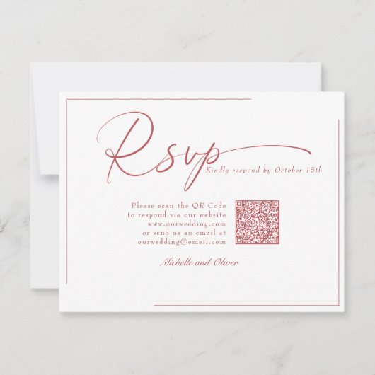 カリグラフィー クラシック モダン ウェディング QRコード RSVP (正面)