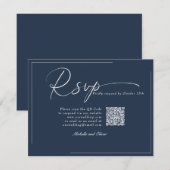 カリグラフィー クラシック モダン ウェディング QR コード RSVP (正面/裏面)