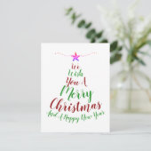 カリグラフィー クリスマスツリーと新年・年末年始のお祝い シーズンカード (スタンド正面)