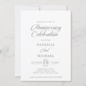 カリグラフィー グレー 結婚記念日 記念パーティ 招待状 (正面)