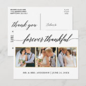 カリグラフィー ゴールド ウェディング 3 フォト フォーエバー サンクフル ポストカード (正面/裏面)